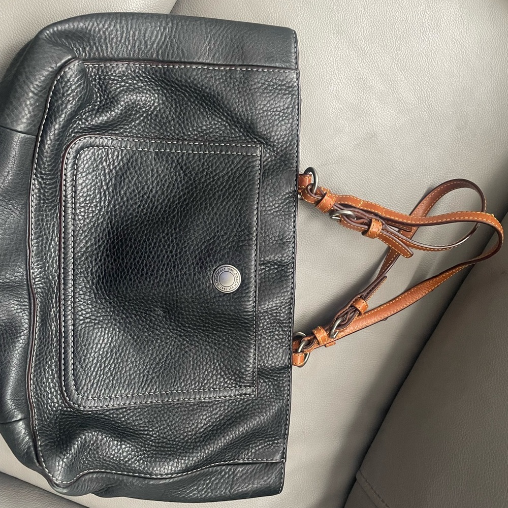 Coach Black and Tan Leather Tote Bag